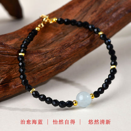 Natural Crystal Black Spinel Multi-Gem Adjustable Bracelet for Women - Mystical Protection & Elegance