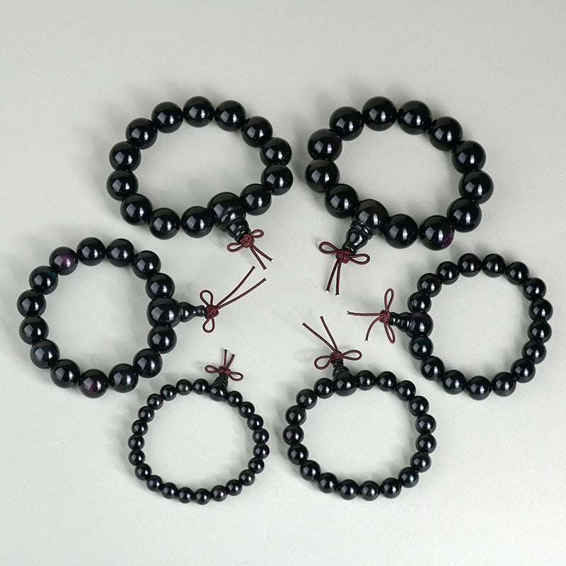 Natural Double Color Eye Obsidian Buddha Beads Bracelet - Spiritual Protection for Couples
