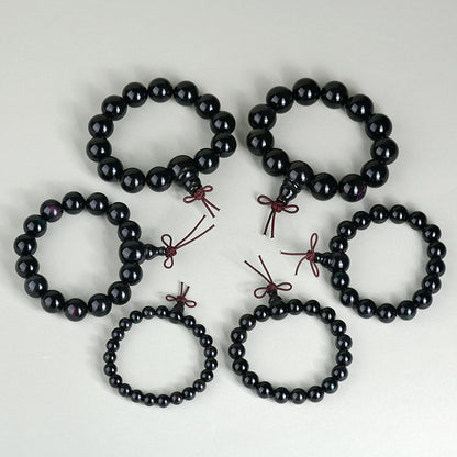 Natural Double Color Eye Obsidian Buddha Beads Bracelet - Spiritual Protection for Couples