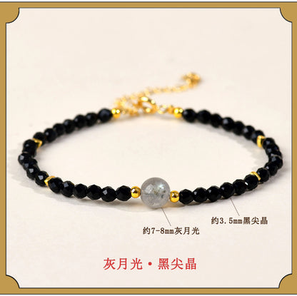 Natural Crystal Black Spinel Multi-Gem Adjustable Bracelet for Women - Mystical Protection & Elegance