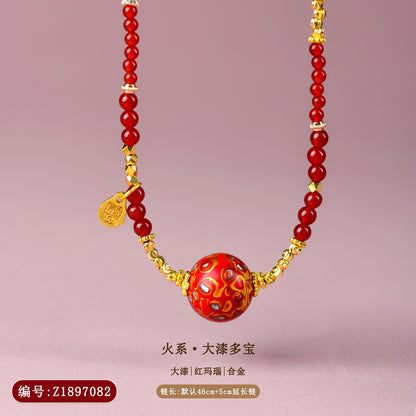 Natural Lacquer Five Elements Crystal Multi-Circle Bracelet & Necklace | Spiritual Balance Energy