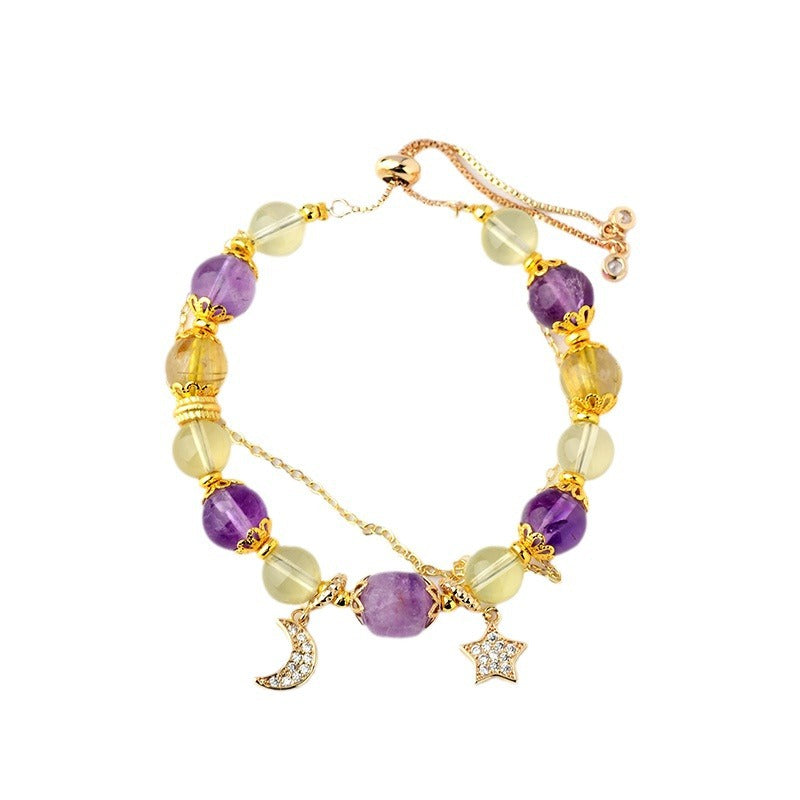 Taurus Constellation Natural Amethyst Citrine Bracelet - Women's Spiritual Jewelry for Wealth & Stability