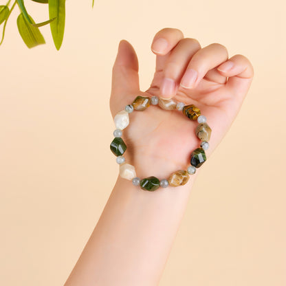 Natural Phantom Agate Knot Bead Single Loop Bracelet - Mystical Protection & Fashion Elegance