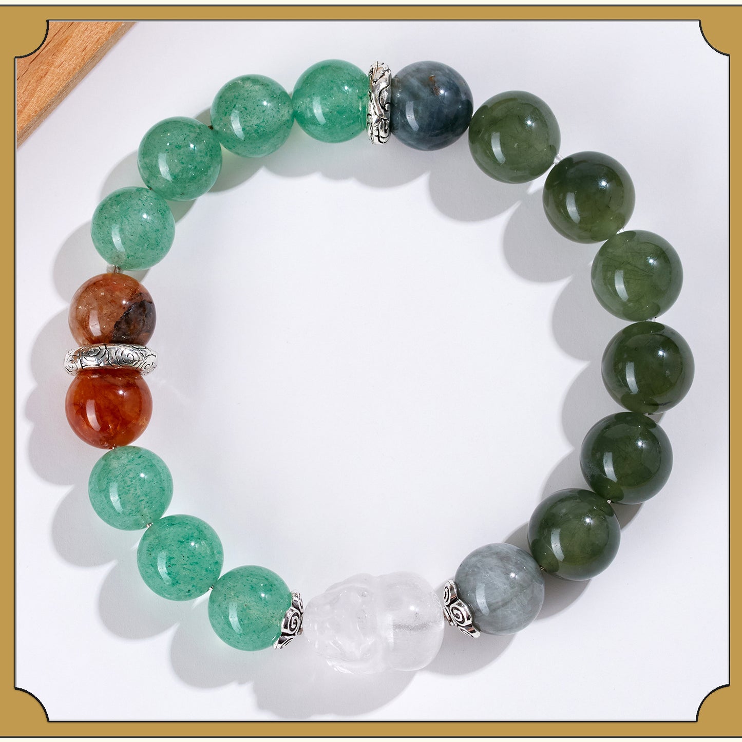 Natural Crystal Five Elements Bracelet with Lucky Pixiu - Unisex Couple Style for Balance and Wealth