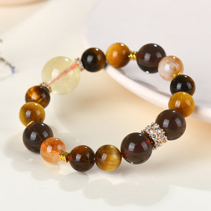 Golden Tiger Eye Natural Crystal Lucky Bracelet for Zodiac Year Protection and Wealth