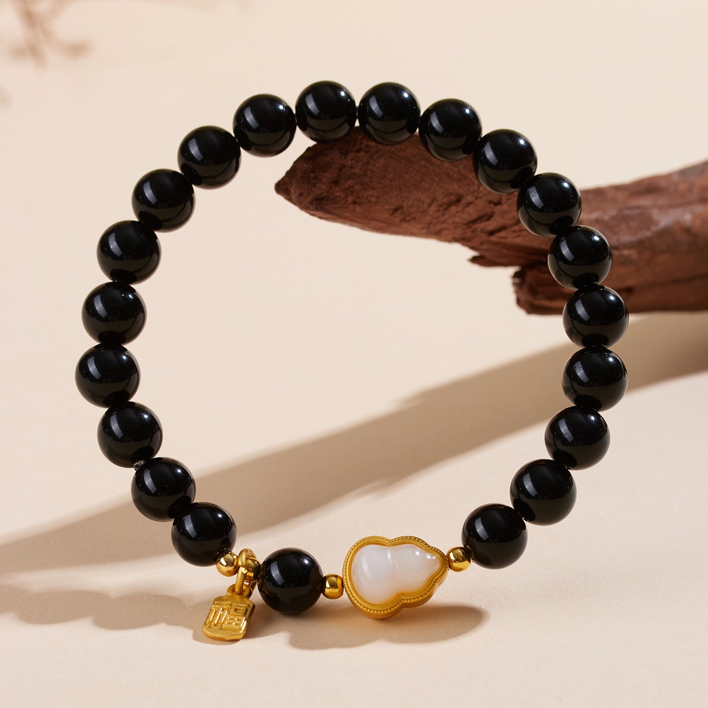 Natural Obsidian Gourd Fortune Bracelet | Wealth & Protection Amulet
