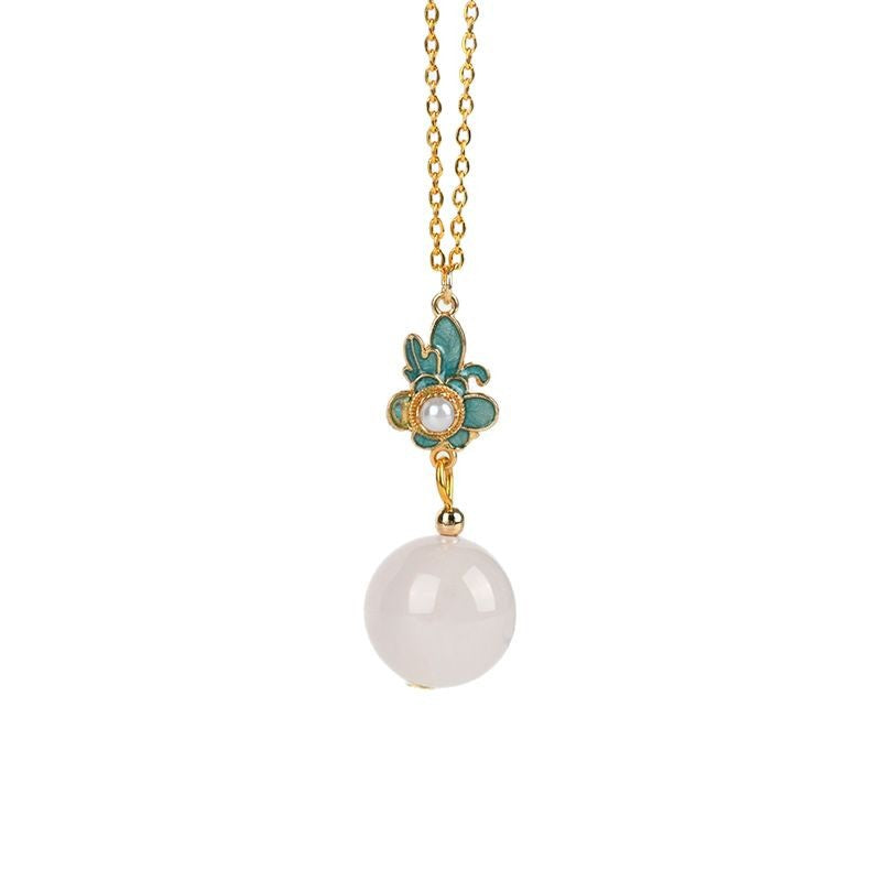 Natural Pink Quartz Ancient Craft Pendant Necklace | Chinese Ethnic Style Love Energy