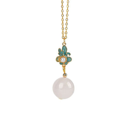 Natural Pink Quartz Ancient Craft Pendant Necklace | Chinese Ethnic Style Love Energy