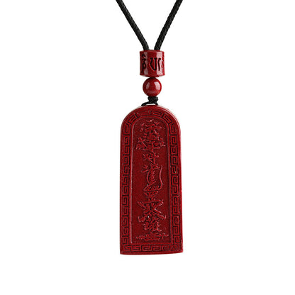 Cinnabar Soul Token Pendant - Taoist Talisman for Protection and Fortune
