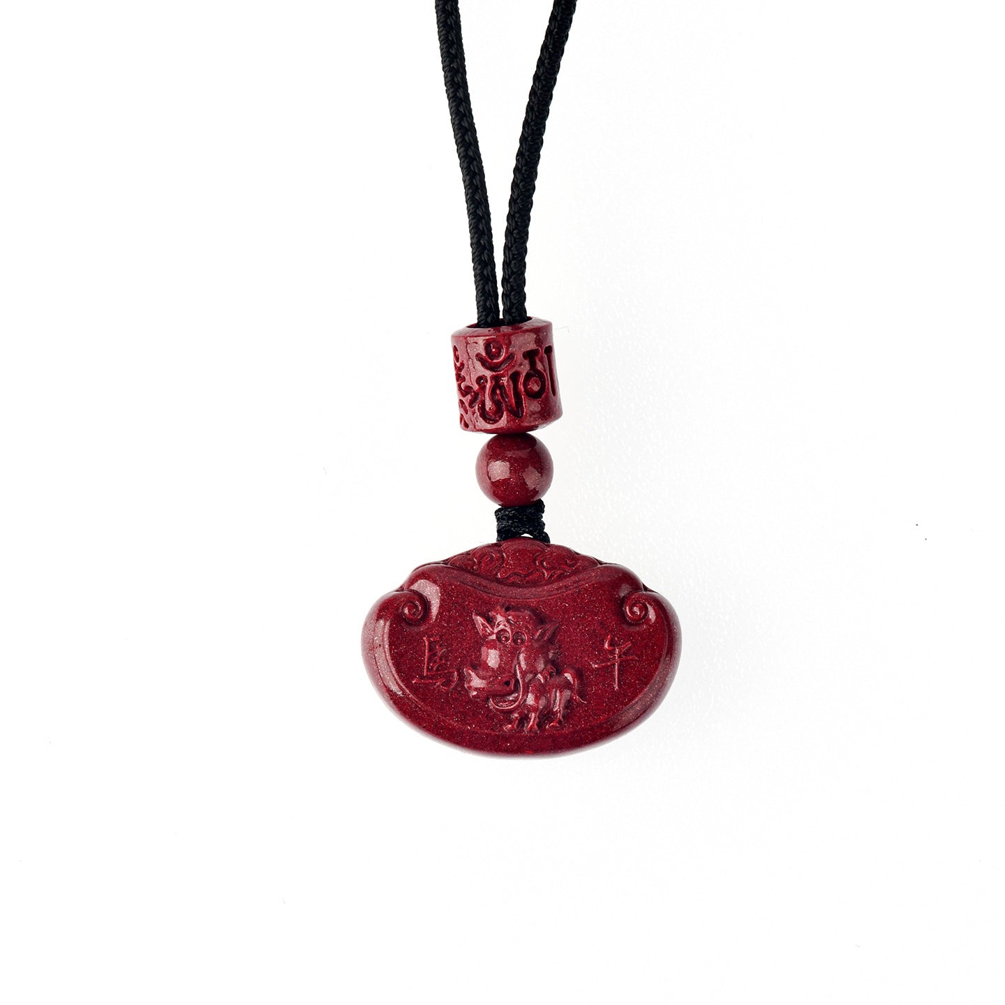Natural Purple Gold Cinnabar Zodiac Ruyi Pendant - Auspicious Protection and Fortune Necklace Ornament