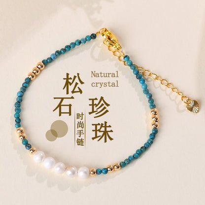 Adjustable Turquoise Pearl Bracelet for Women - Spiritual Elegance and Protection