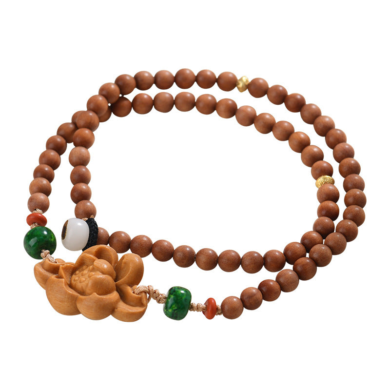 Antique Buddhist Prayer Beads Necklace with Agarwood and Red Sandalwood - Spiritual Meditation Accessory