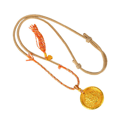 Golden Wealth God Pendant Tibetan Necklace - Prosperity and Protection Amulet