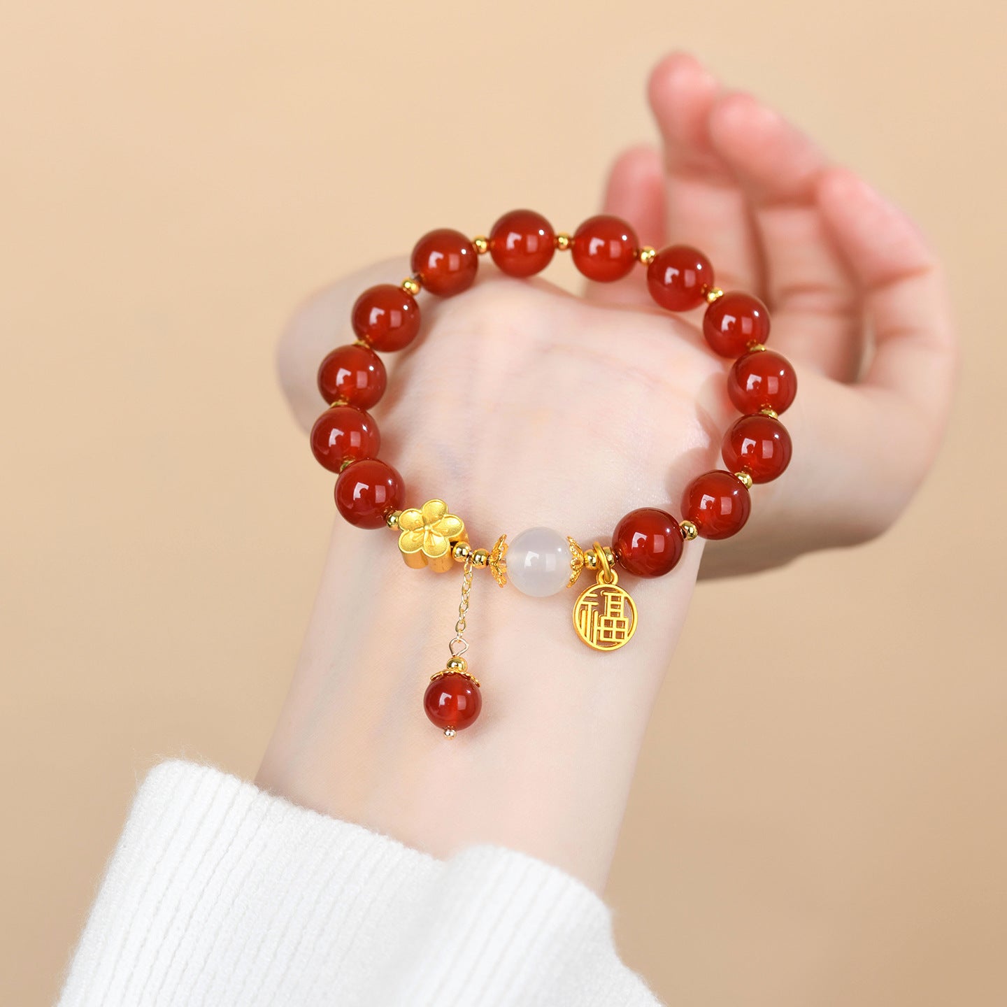 Natural Red Agate Zodiac Fortune Bracelet for Women - Lucky Stone Spiritual Enhancer