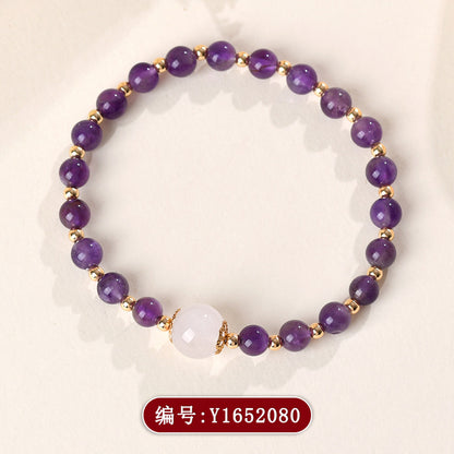Natural Amethyst Rose Quartz Bracelet | Spiritual Healing Crystal for Love & Protection