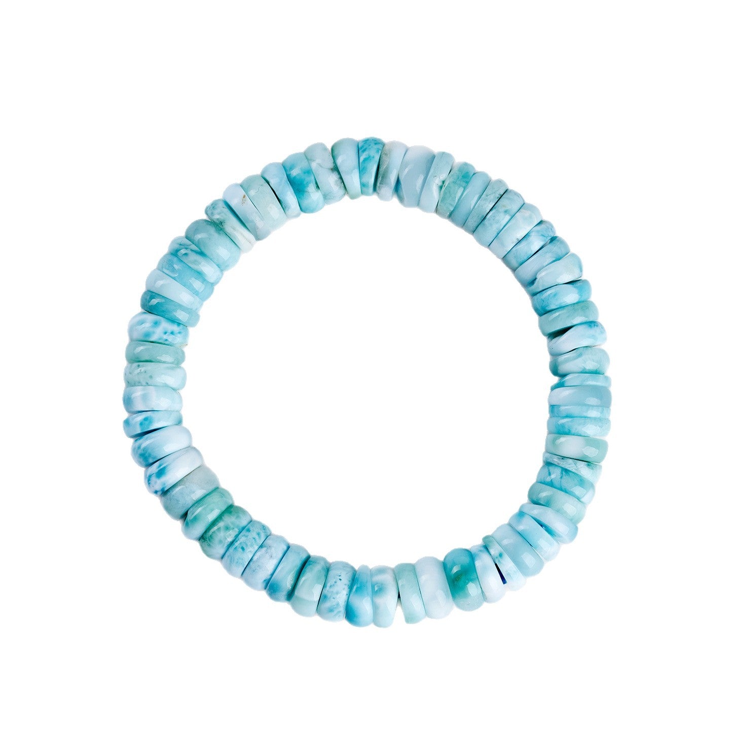 Natural Sea Grain Stone Abacus Bead Bracelet | Light Blue Spacer for Harmony & Wealth