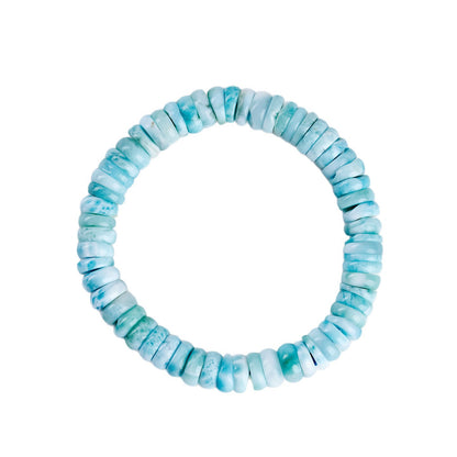 Natural Sea Grain Stone Abacus Bead Bracelet | Light Blue Spacer for Harmony & Wealth