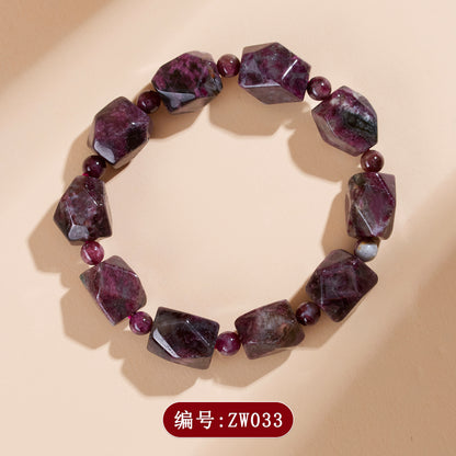 Natural Crystal Plum Blossom Tourmaline Irregular Faceted Bracelet | Spiritual Energy & Good Luck