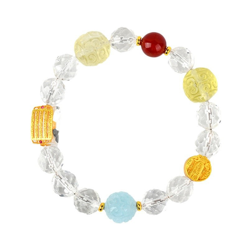 Natural Multi-Treasure Five-Way Wealth God Crystal Bracelet | Prosperity & Spiritual Harmony