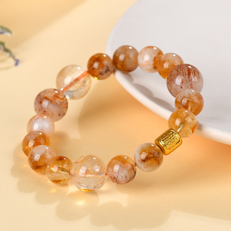 Natural Crystal Lucky Bracelet with Yellow Tower & Super Seven | Wealth & Protection Amulet