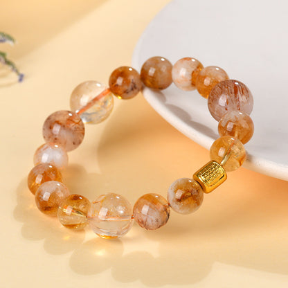 Natural Crystal Lucky Bracelet with Yellow Tower & Super Seven | Wealth & Protection Amulet