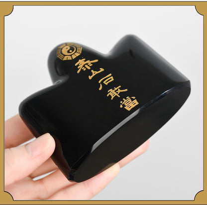 Natural Obsidian and Taishan Stone Tai Chi Bagua Guardian Ornament for Home and Office