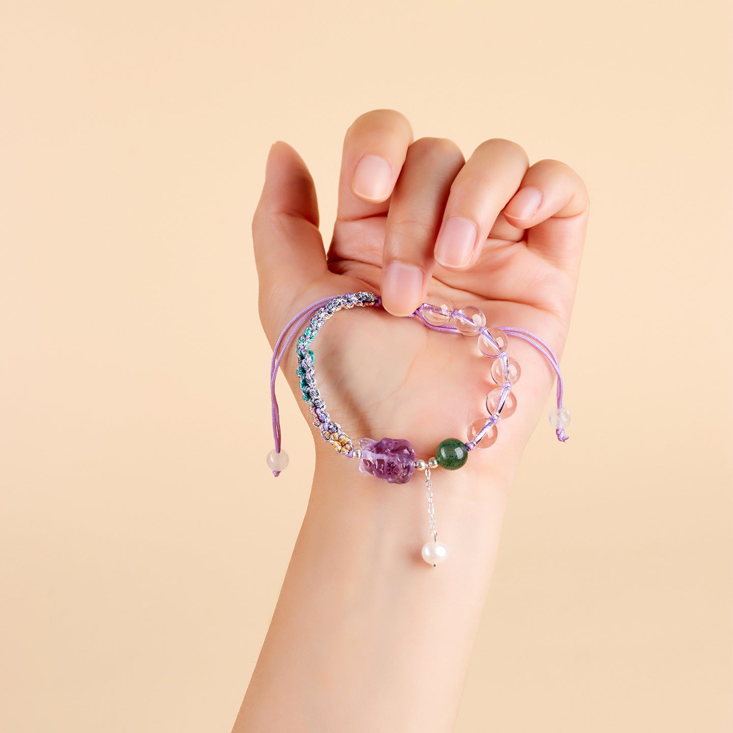 Natural Amethyst Nine-Tailed Fox Handmade Bracelet | Spiritual Protection & Elegant Charm