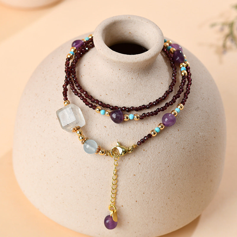 Natural Amethyst Freeform Crystal Sugar Cube Collarbone Necklace for Women - Spiritual Energy & Elegance