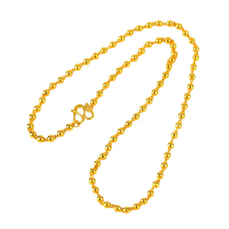 Golden Sand Glossy Round Bead Buddhist Necklace - Zen Style Clavicle Chain
