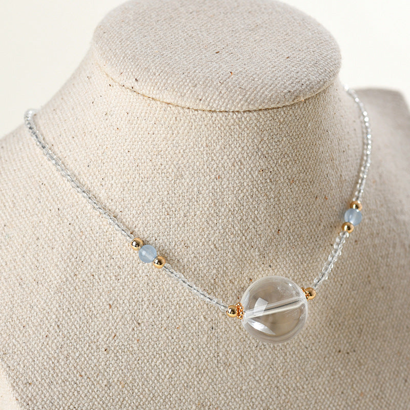 Natural White Crystal Adjustable Collarbone Necklace | Spiritual Protection & Elegant Fashion