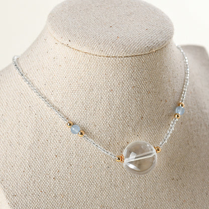 Natural White Crystal Adjustable Collarbone Necklace | Spiritual Protection & Elegant Fashion