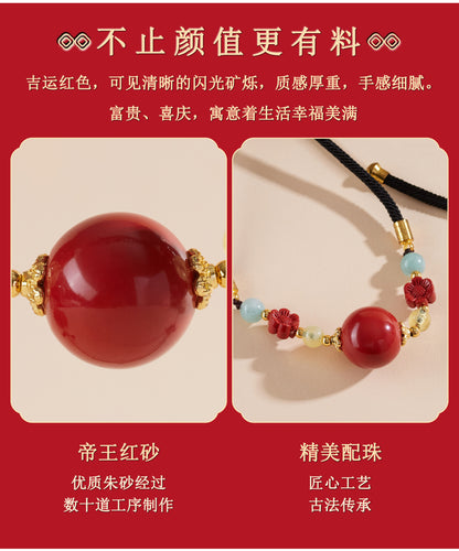 Imperial Red Cinnabar Fortune Bead Necklace | Wealth & Protection Amulet