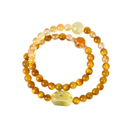 Golden Tiger Eye Double Circle Bracelet | Natural Crystal Protection & Wealth Attraction