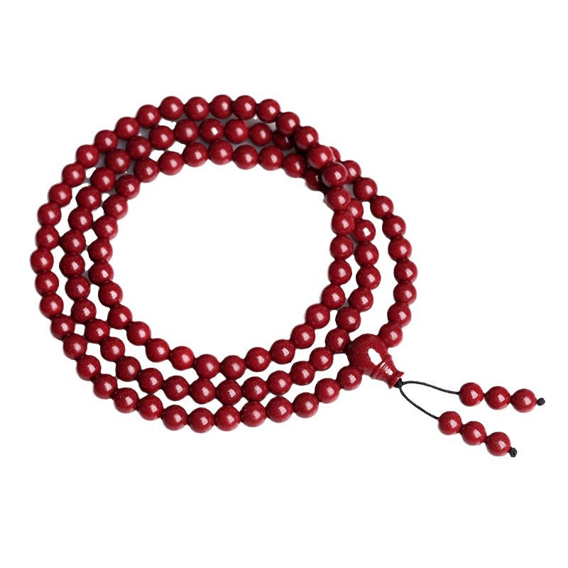 Natural Cinnabar 108 Beads Buddhist Prayer Bracelet - Multi-Circle Spiritual Protection