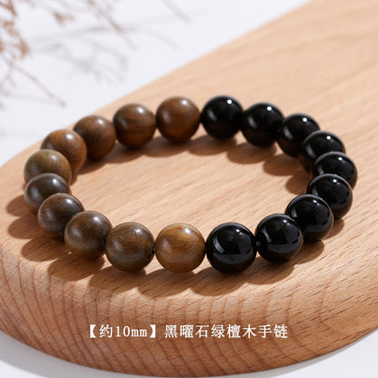 Natural Obsidian Sandalwood Bracelet - Zen Fortune Beads for Harmony & Wealth