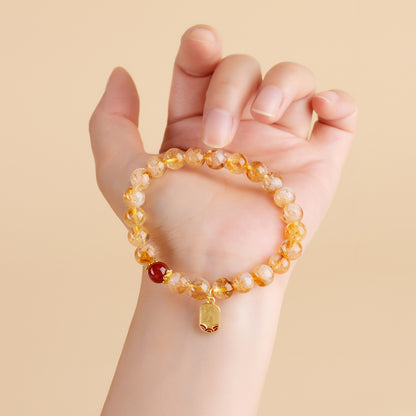 Yellow Pagoda Crystal Bracelet | Natural Stone Chinese Style Women's Luck Charm