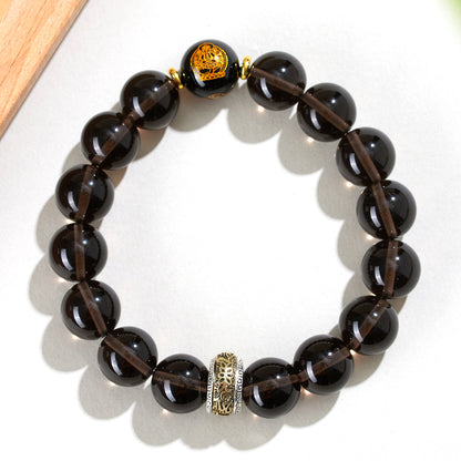 Obsidian Zodiac Buddha Six-Word Mantra Bracelet - Spiritual Protection Customizable Unisex Charm