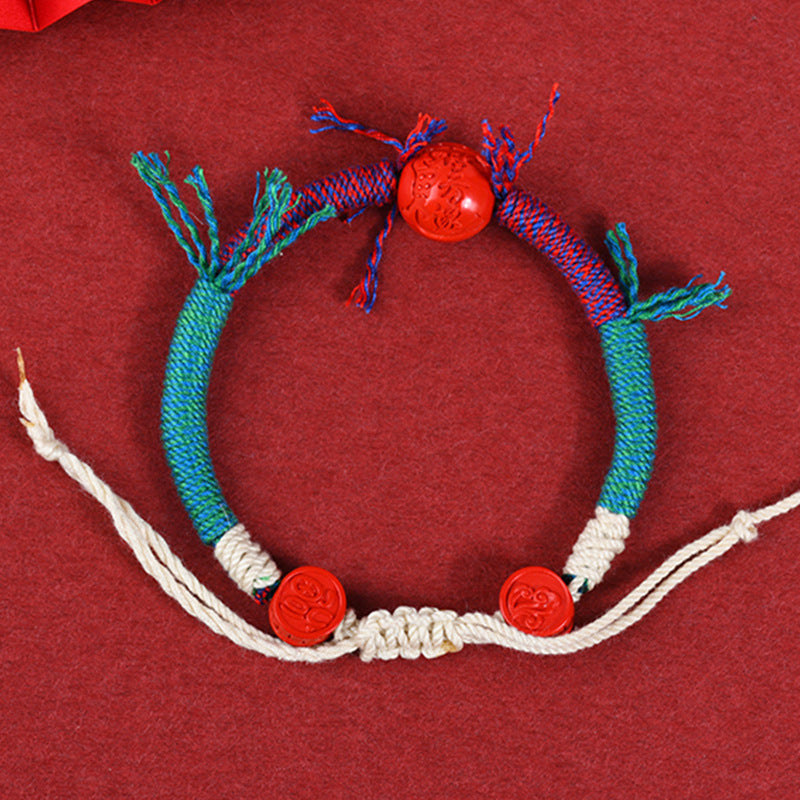 Imperial Red Sand Cinnabar Tibetan Bracelet for Protection and Luck