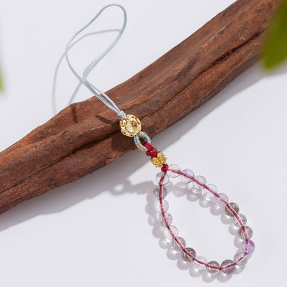 Natural Super Seven Amethyst Phone Chain Pendant – Spiritual Protection & Elegant Energy