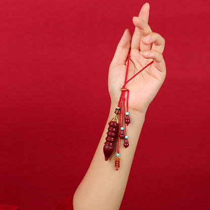 Natural Purple Gold Cinnabar Feng Shui Pen Pendant for Car & Bag - Birth Year Success Talisman