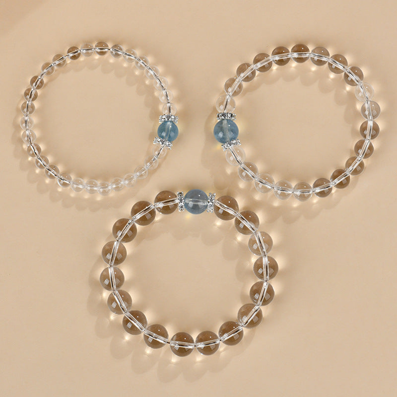 Natural White Crystal Aquamarine Spiritual Bracelet for Women - Harmony & Protection