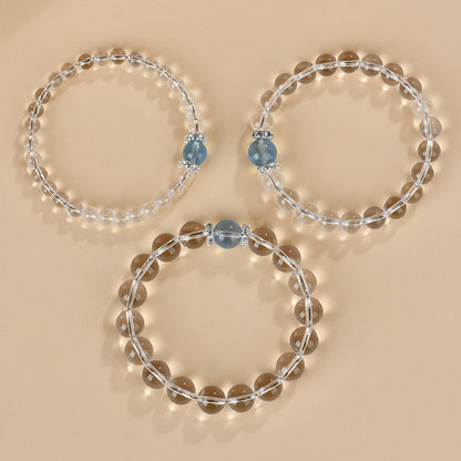 Natural White Crystal Aquamarine Spiritual Bracelet for Women - Harmony & Protection