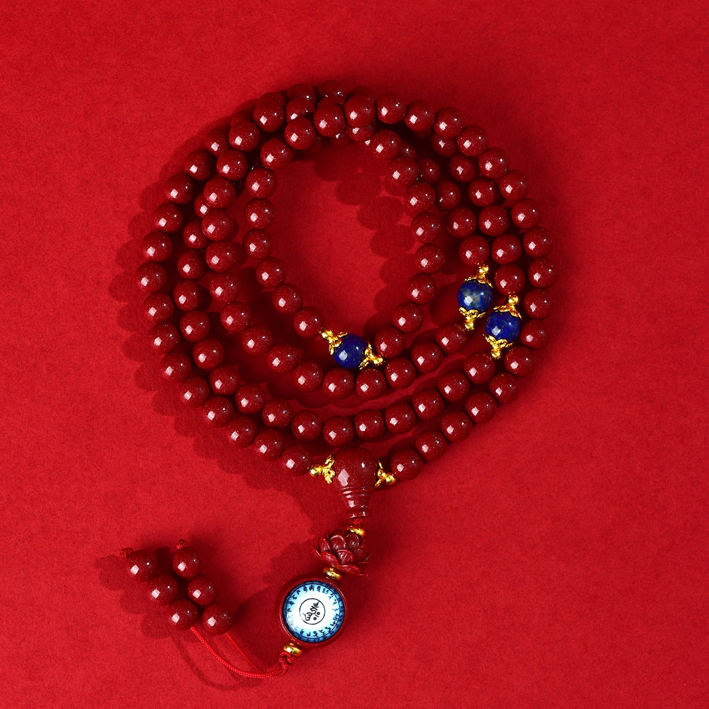 Natural Purple Gold Cinnabar Medicine Buddha Mantra 108 Bead Bracelet for Health and Fortune