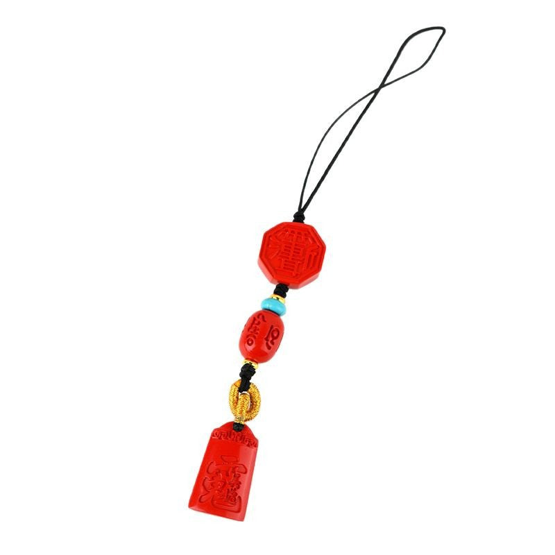Natural High Content Cinnabar Wu Sui General Phone Charm for Protection and Luck