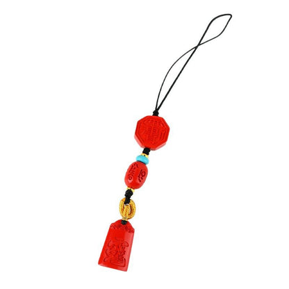 Natural High Content Cinnabar Wu Sui General Phone Charm for Protection and Luck