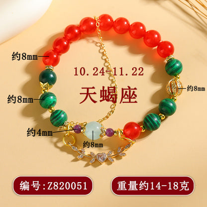 Natural Crystal Zodiac Bracelet - Mystical Astrological Jewelry for Women's Empowerment