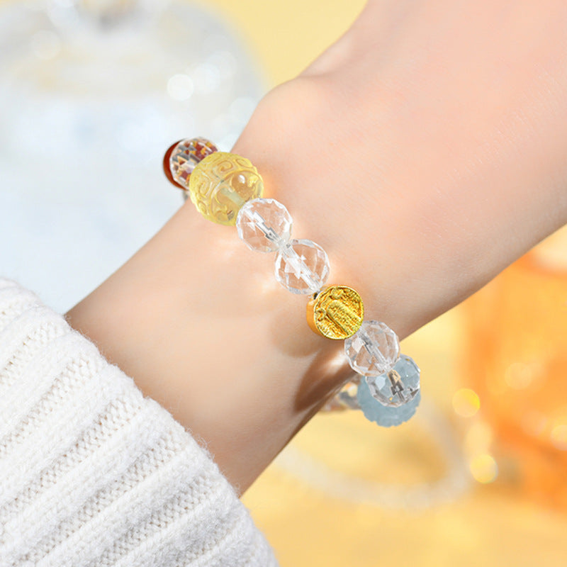 Natural Multi-Treasure Five-Way Wealth God Crystal Bracelet | Prosperity & Spiritual Harmony