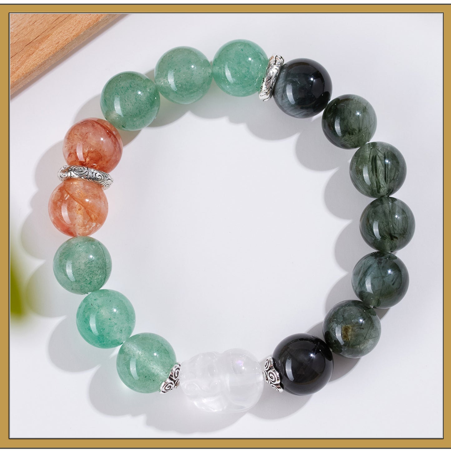 Natural Crystal Five Elements Bracelet with Lucky Pixiu - Unisex Couple Style for Balance and Wealth