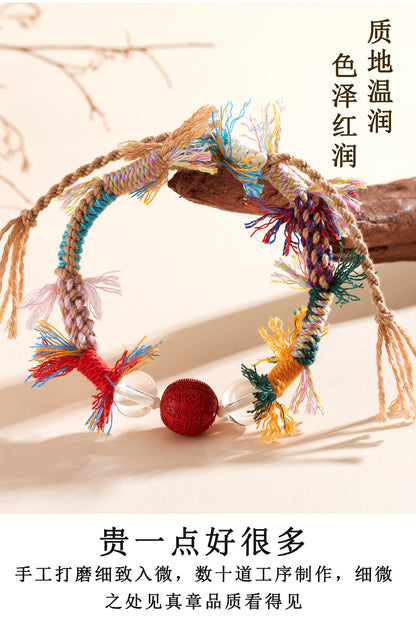 Natural Imperial Red Cinnabar Mountain Ghost Flower Tibetan Bracelet - Spiritual Protection & Fashion