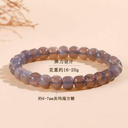 Mystical Gray Agate Sugar Cube Bracelet for Women - Harmony, Protection and Elegance